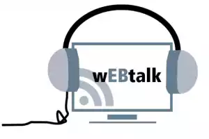 Das wEBtallk-Logo (ein Computerbildschirm mit Kopfhörern, dem Wlan-Symbol und dem Schriftzug „wEBtalk“)