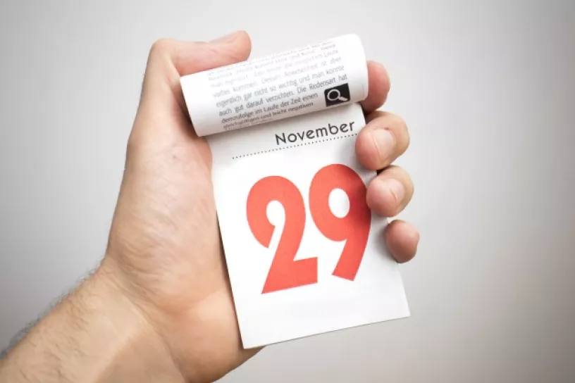 Terminkalender, aufgeschlagen ist der 29. November 