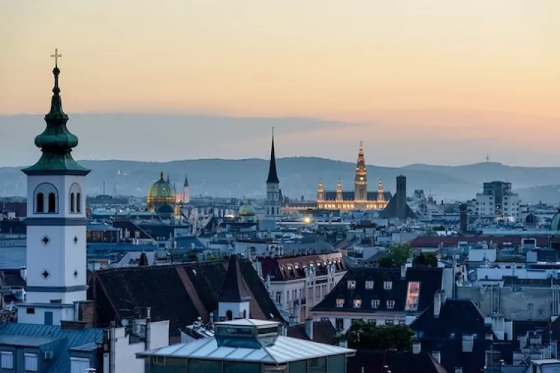 Panaromaansicht der Stadt Wien