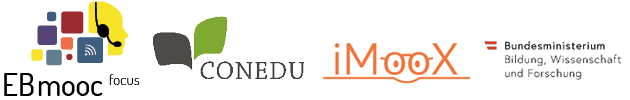 Logos der Marken EBmooc und iMooX sowie des Vereins CONEDU und des Bildungsministeriums für Bildung, Wissenschaft und Forschung.